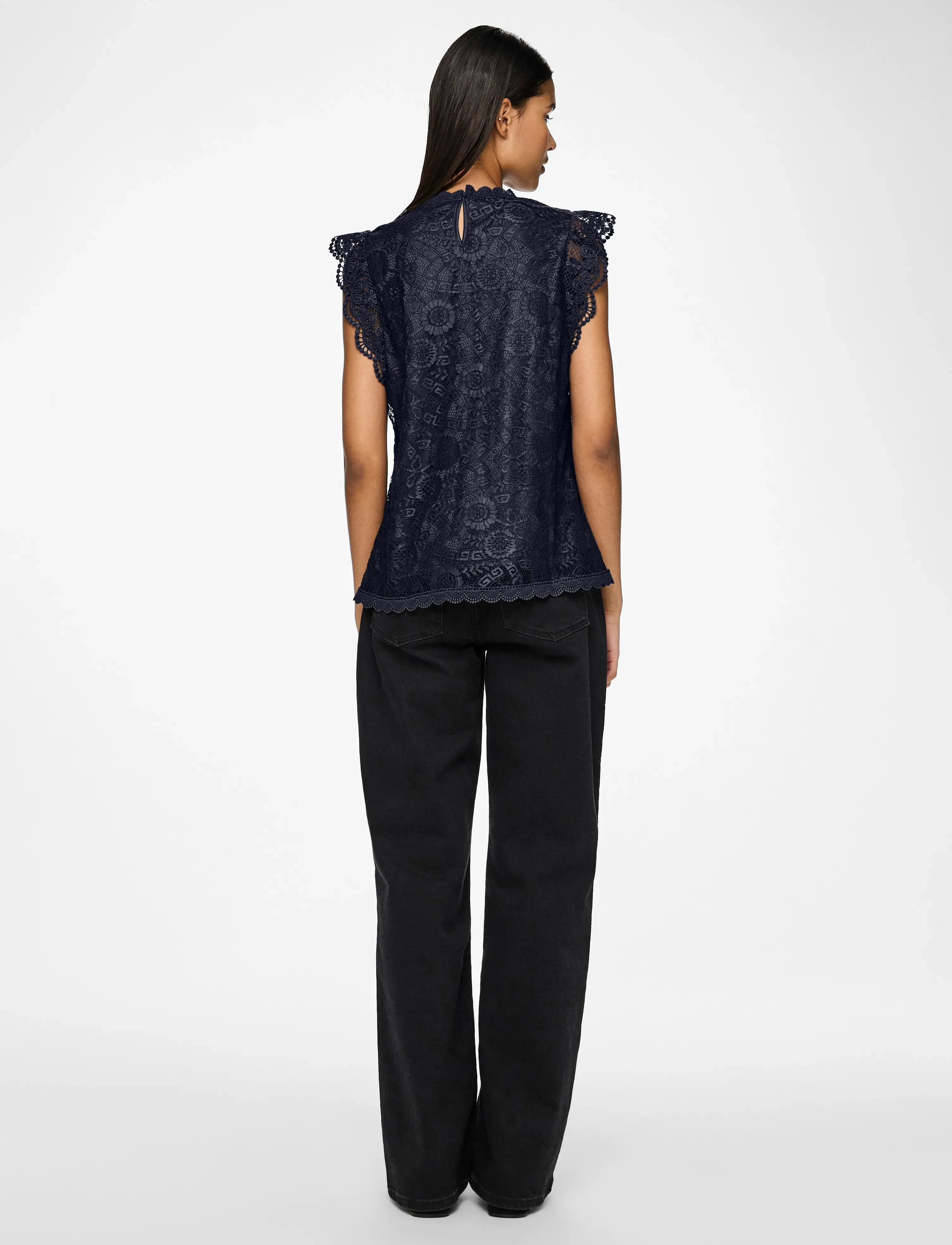 Pieces - PCOLLINE SL LACE TOP WVN NOOS - tanktops - sky captain - 3