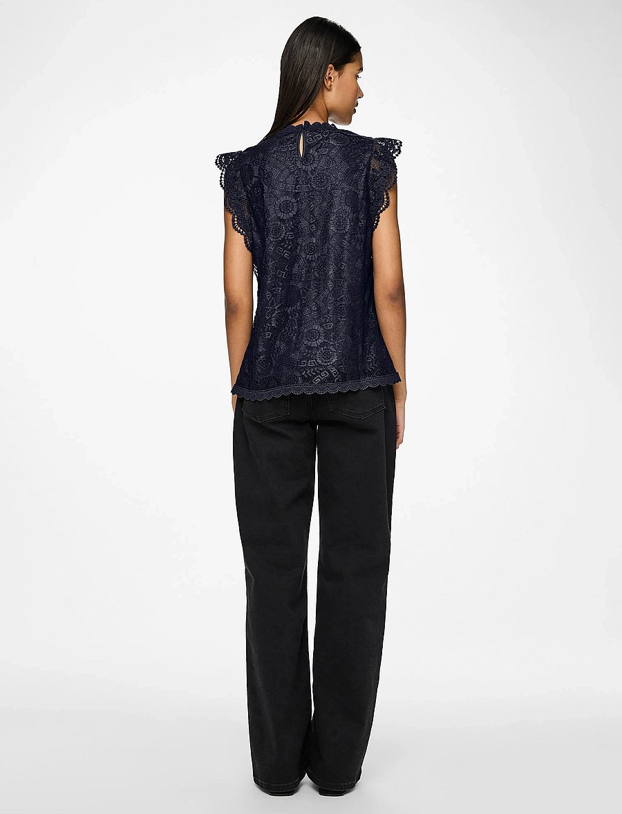 Pieces - PCOLLINE SL LACE TOP WVN NOOS - Ärmellose tops - sky captain - 3