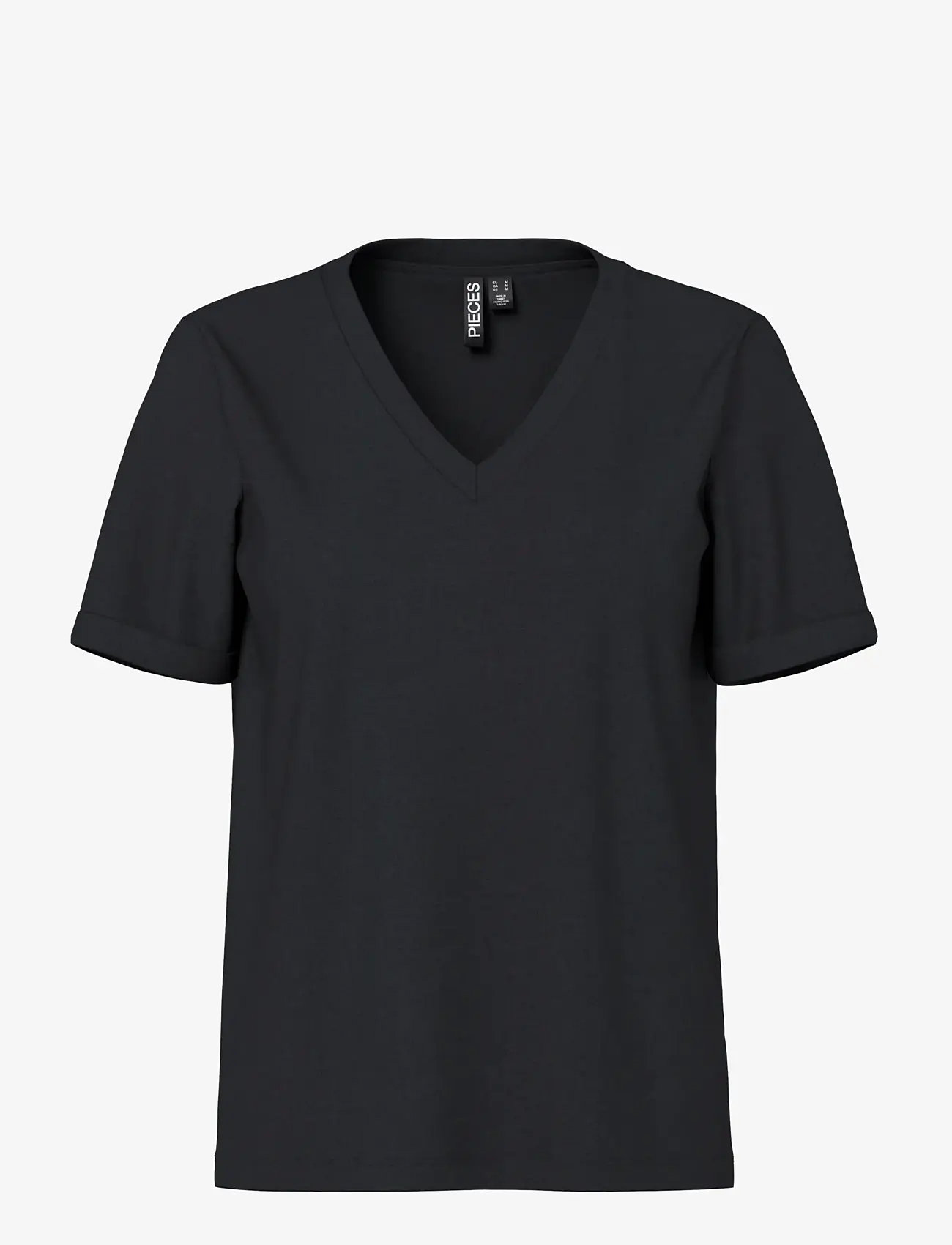 Pieces - PCRIA SS V-NECK SOLID TEE JRS NOOS BC - t-särgid - black - 1
