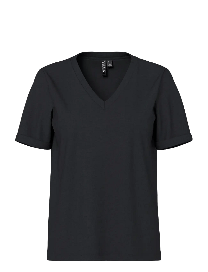 Pieces - PCRIA SS V-NECK SOLID TEE JRS NOOS BC - t-särgid - black - 1