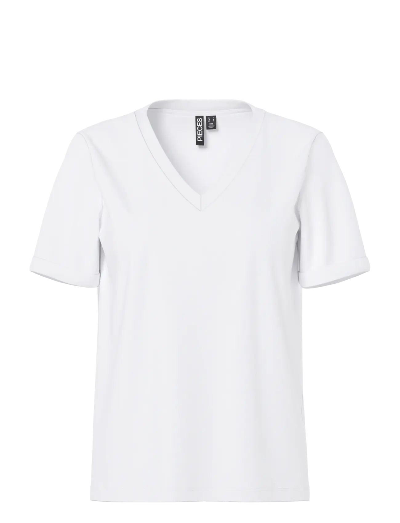 PCRIA SS V-NECK SOLID TEE JRS NOOS BC - BRIGHT WHITE