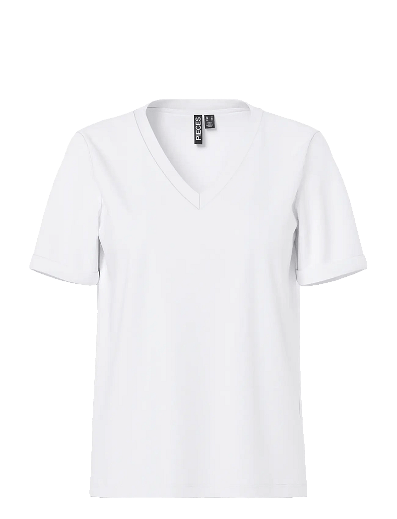 Pieces - PCRIA SS V-NECK SOLID TEE JRS NOOS BC - t-shirts - bright white - 1