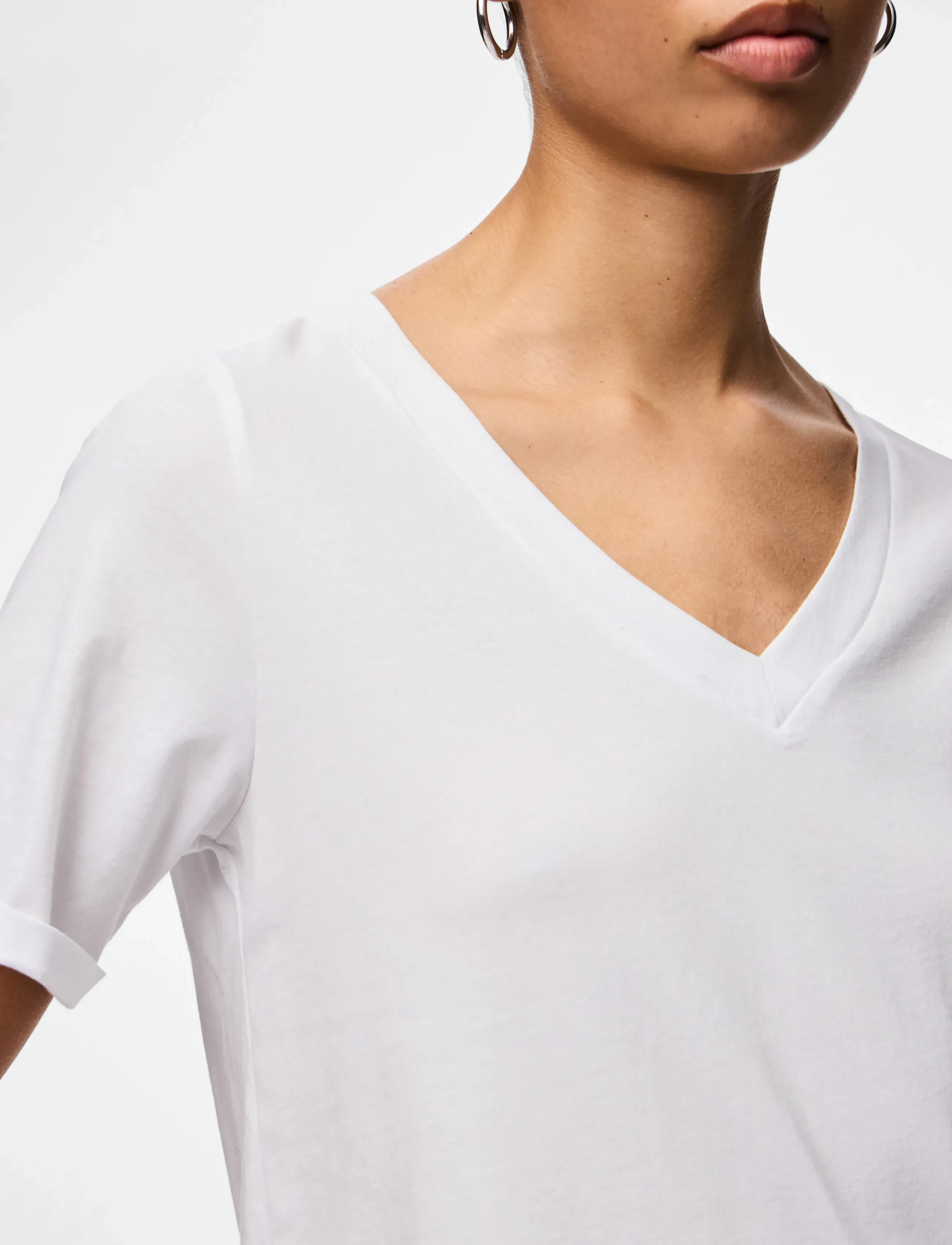 Pieces - PCRIA SS V-NECK SOLID TEE JRS NOOS BC - laveste priser - bright white - 5