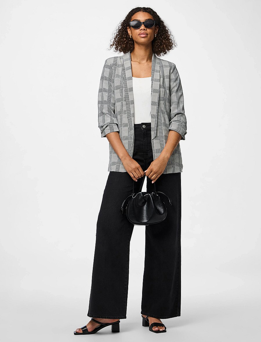 Pieces - PCBOSELLA 3/4 PRINTED BLAZER NOOS BC - enkeltradede blazere - black - 4