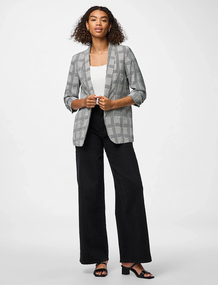 Pieces - PCBOSELLA 3/4 PRINTED BLAZER NOOS BC - enkeltradede blazere - black - 5