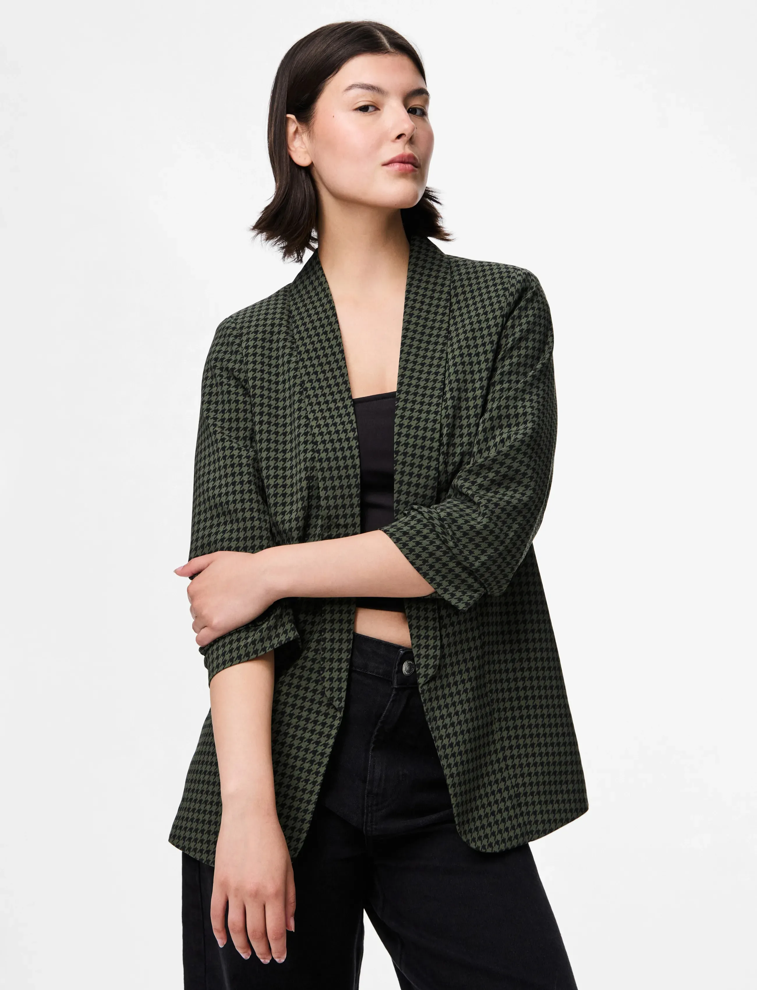 Pieces Pcbosella 3/4 Printed Blazer Noos Bc, Kvinder, Printet 3/4 Ærme Blazer, Kakigrøn, Str: S