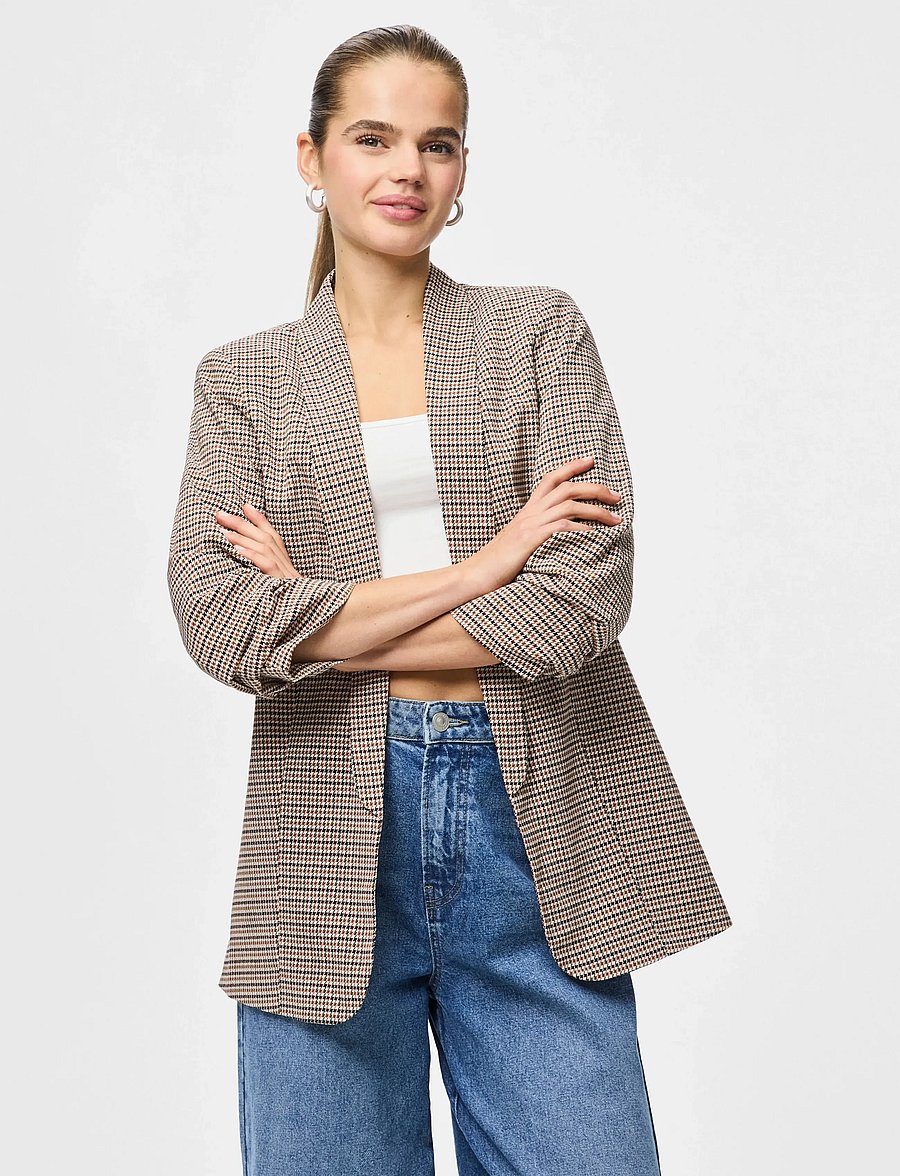 Pieces - PCBOSELLA 3/4 PRINTED BLAZER NOOS BC - Üherealised pintsakud - silver mink - 0