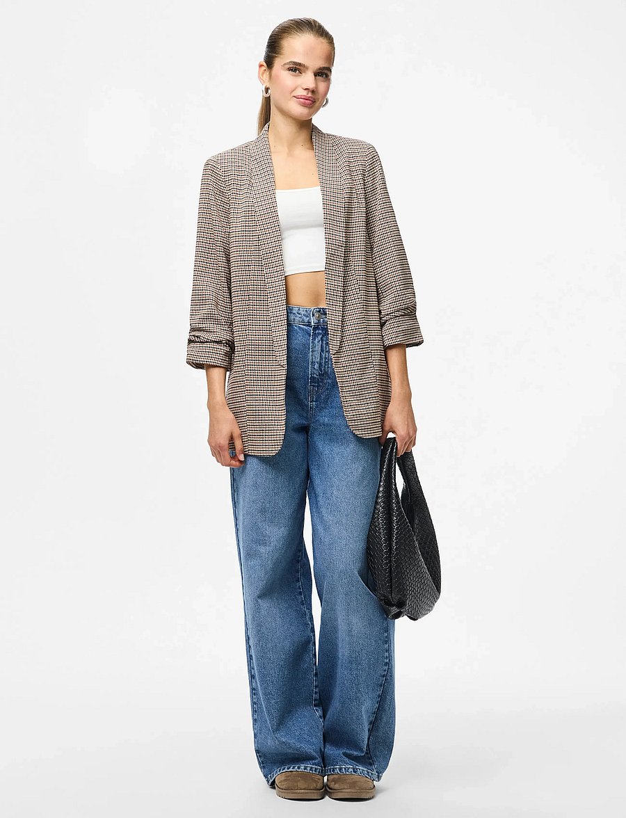 Pieces - PCBOSELLA 3/4 PRINTED BLAZER NOOS BC - Üherealised pintsakud - silver mink - 5
