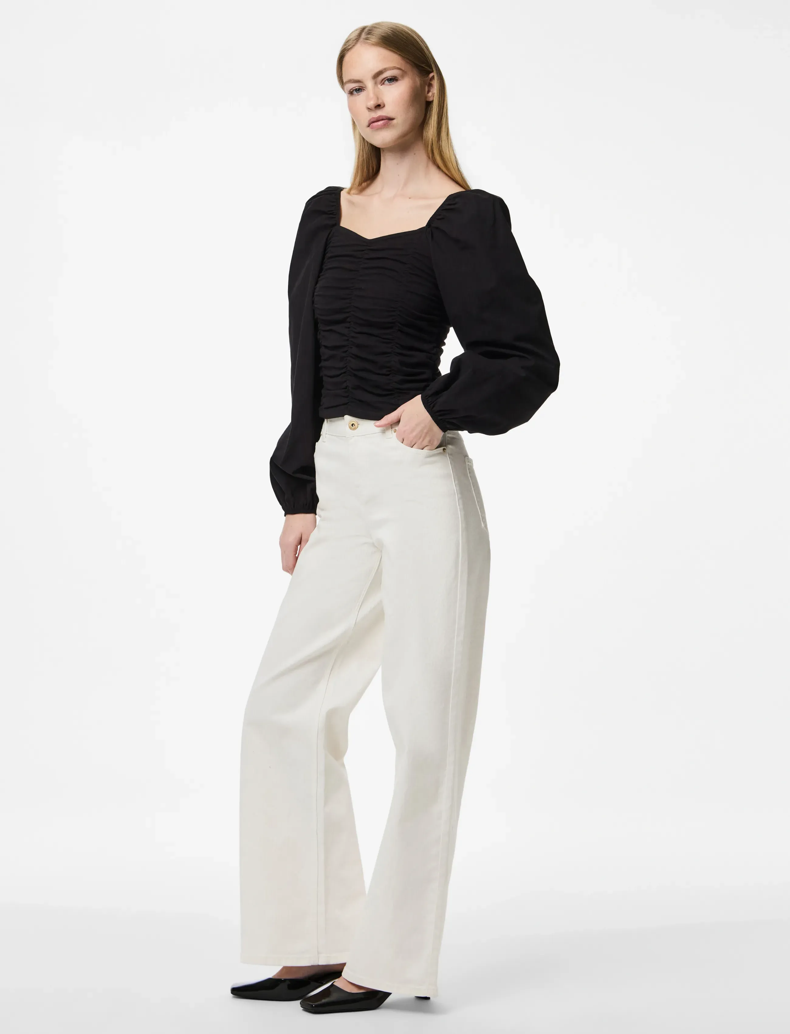 Pieces - PCMALYSIA LS TOP JRS NOOS BC - langärmelige blusen - black - 5