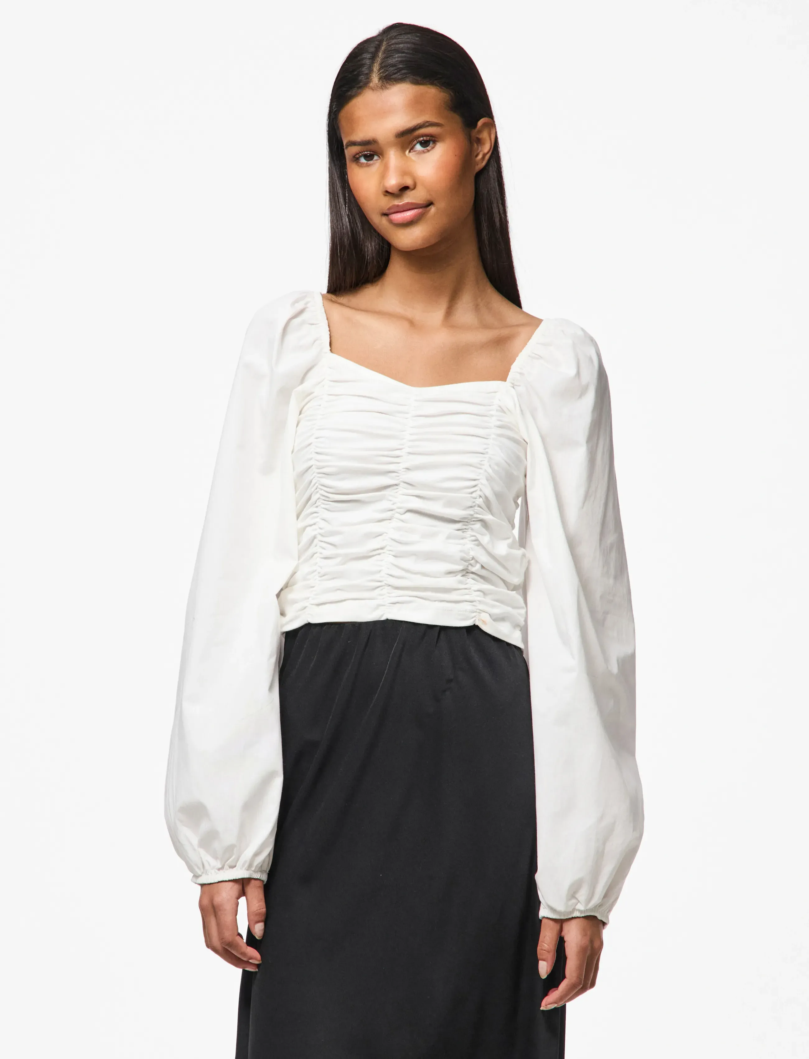 Pieces Pcmalysia Ls Top Jrs Noos Bc, XS, Cream, Bluser > Langærmede, Dame