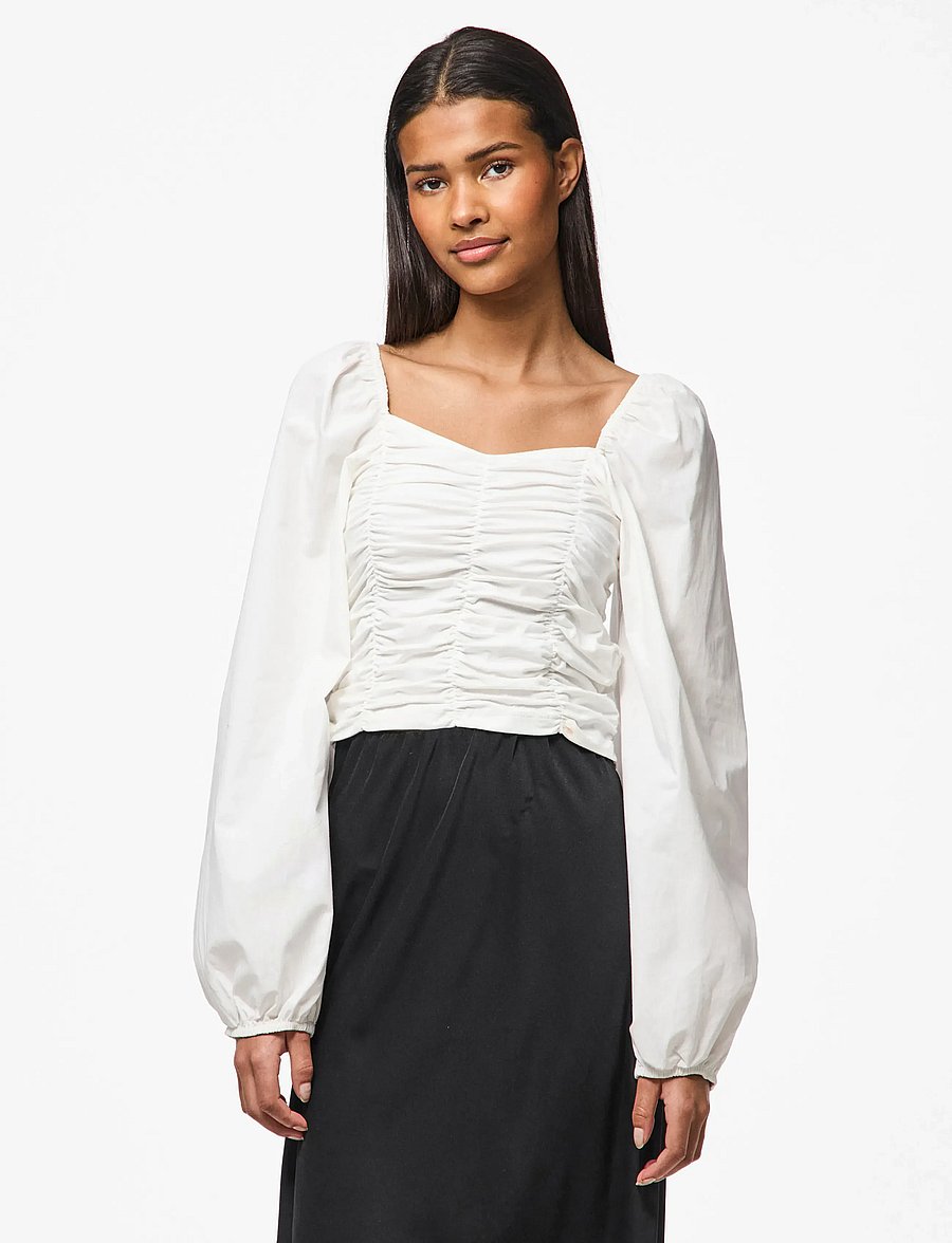 Pieces - PCMALYSIA LS TOP JRS NOOS BC - langärmelige blusen - cloud dancer - 0