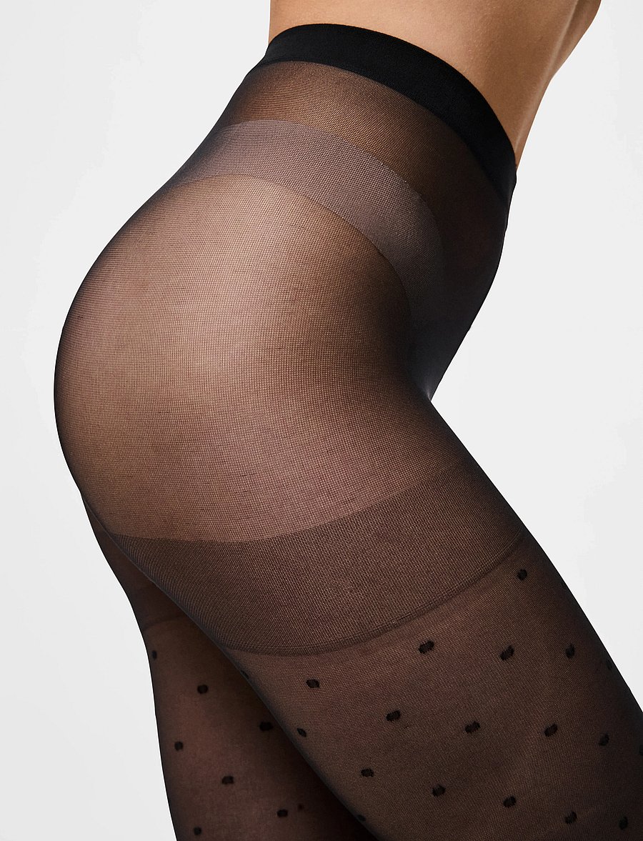 Pieces - PCNEW NIKOLINE 20 DEN DOT TIGHTS NOOS - besondere anlässe - black - 4