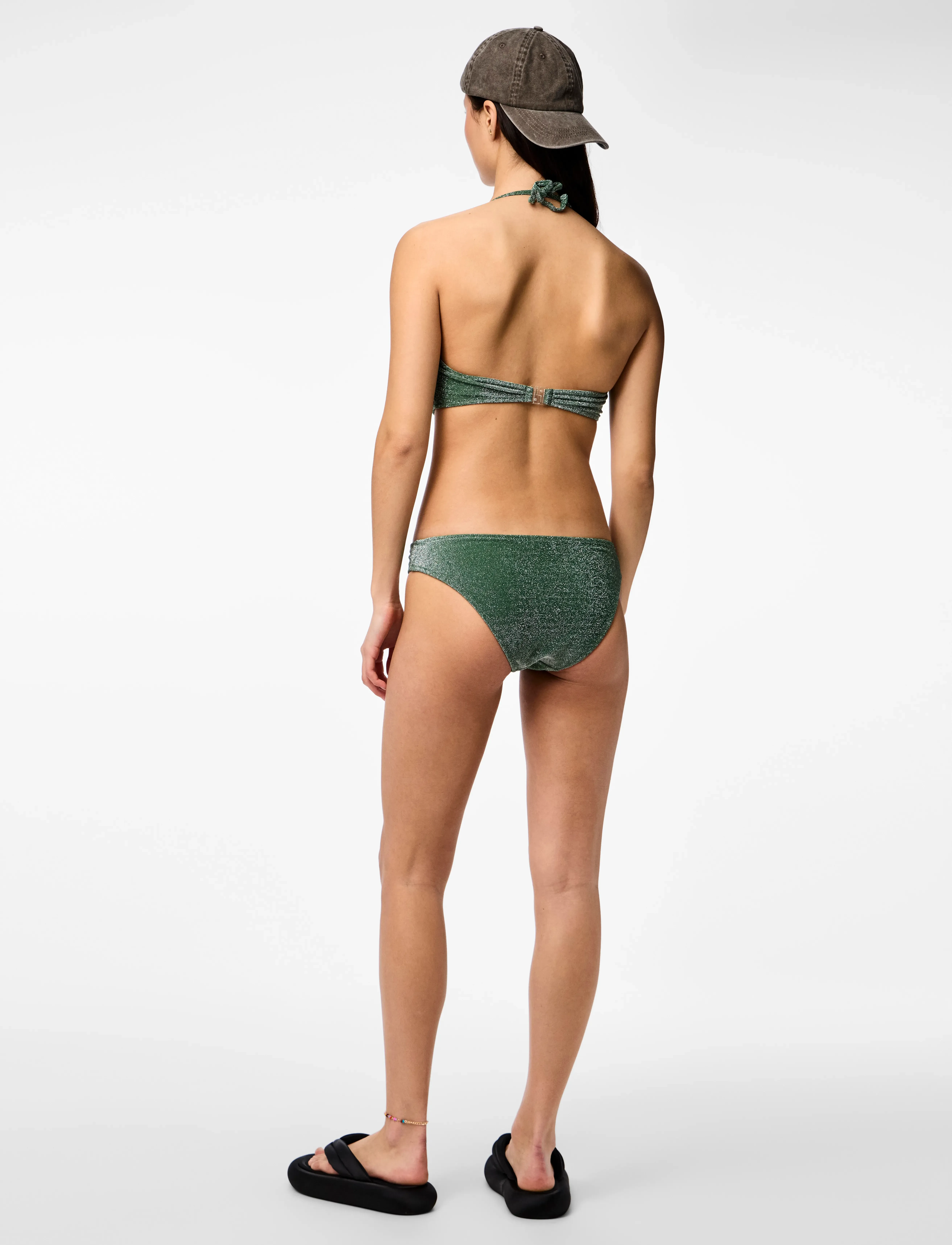 Pieces - PCBLING BIKINI BANDEAU TOP LUREX SWW - bandeau-bikini-oberteile - dark green - 4