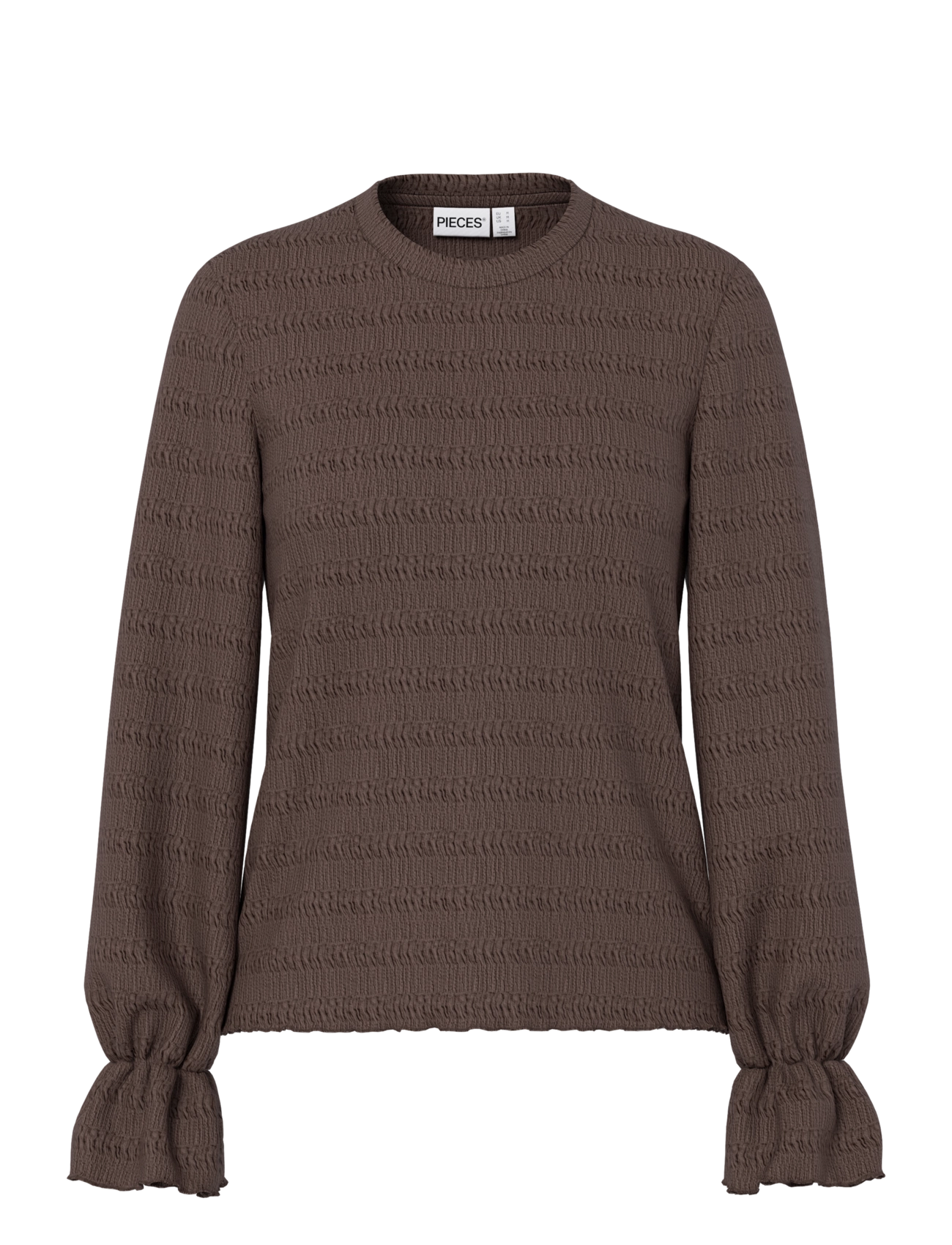Pieces PCDAISY LS O-NECK TOP JRS NOOS BC - Pluusid ja särgid - HOT FUDGE / brown