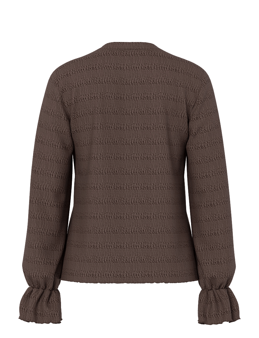 Pieces - PCDAISY LS O-NECK TOP JRS NOOS BC - langärmelige blusen - hot fudge - 2