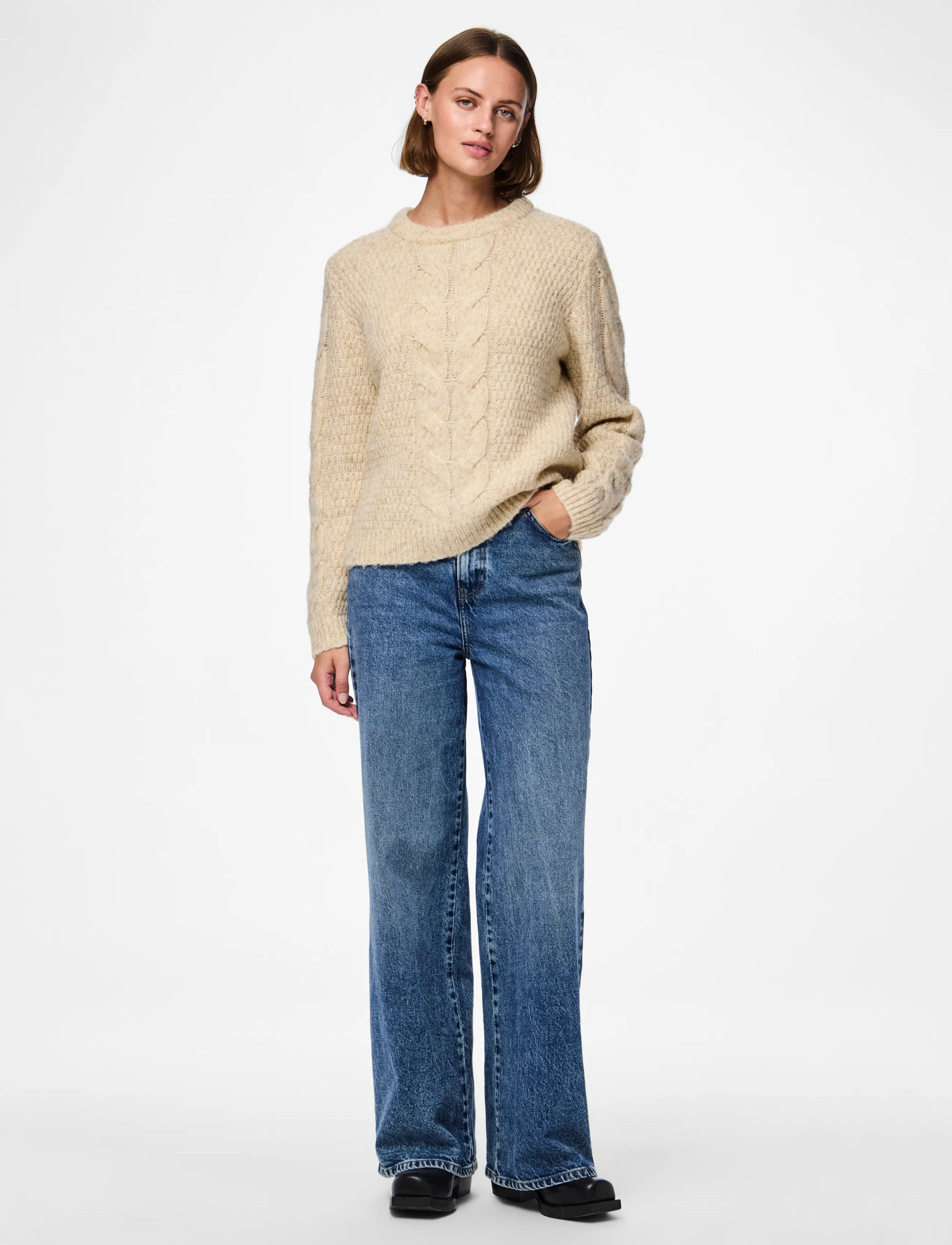 Pieces - PCNINA LS O-NECK KNIT NOOS BC - pullover - birch - 4