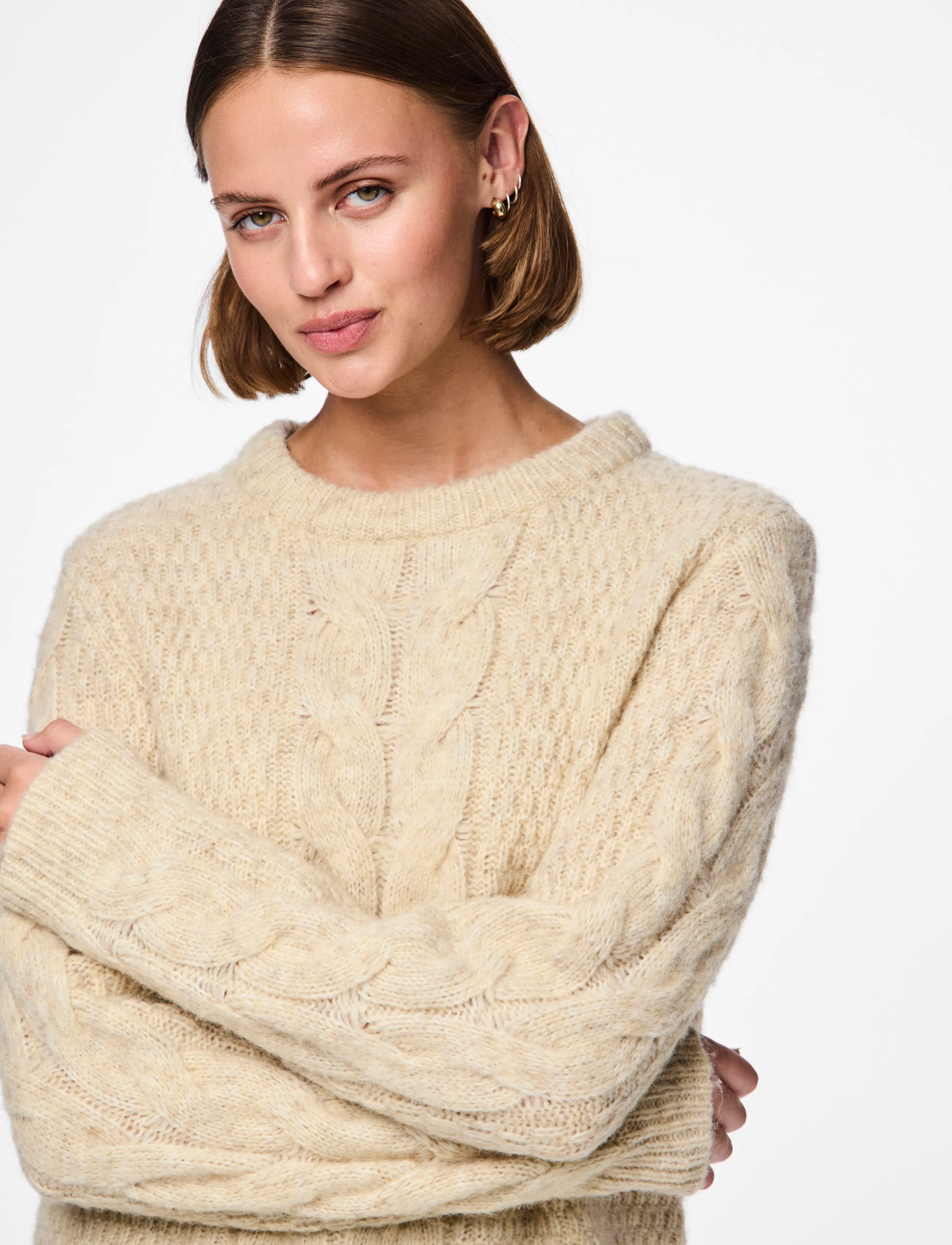 Pieces - PCNINA LS O-NECK KNIT NOOS BC - pullover - birch - 5
