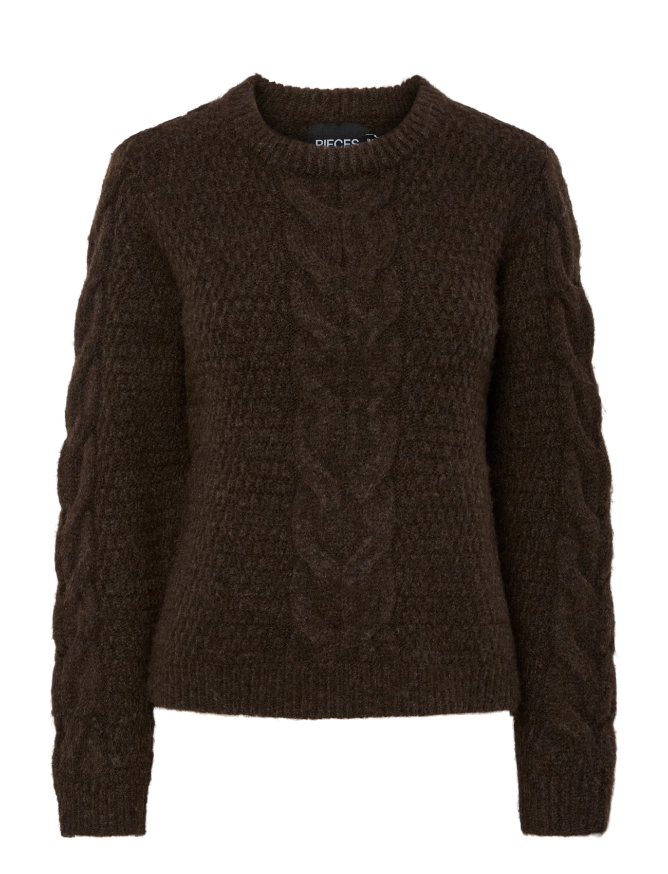 Pieces PCNINA LS O-NECK KNIT NOOS BC - Jumpers - HOT FUDGE / brown