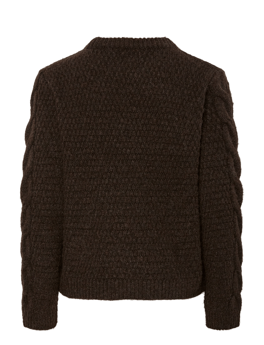 Pieces - PCNINA LS O-NECK KNIT NOOS BC - pullover - hot fudge - 1