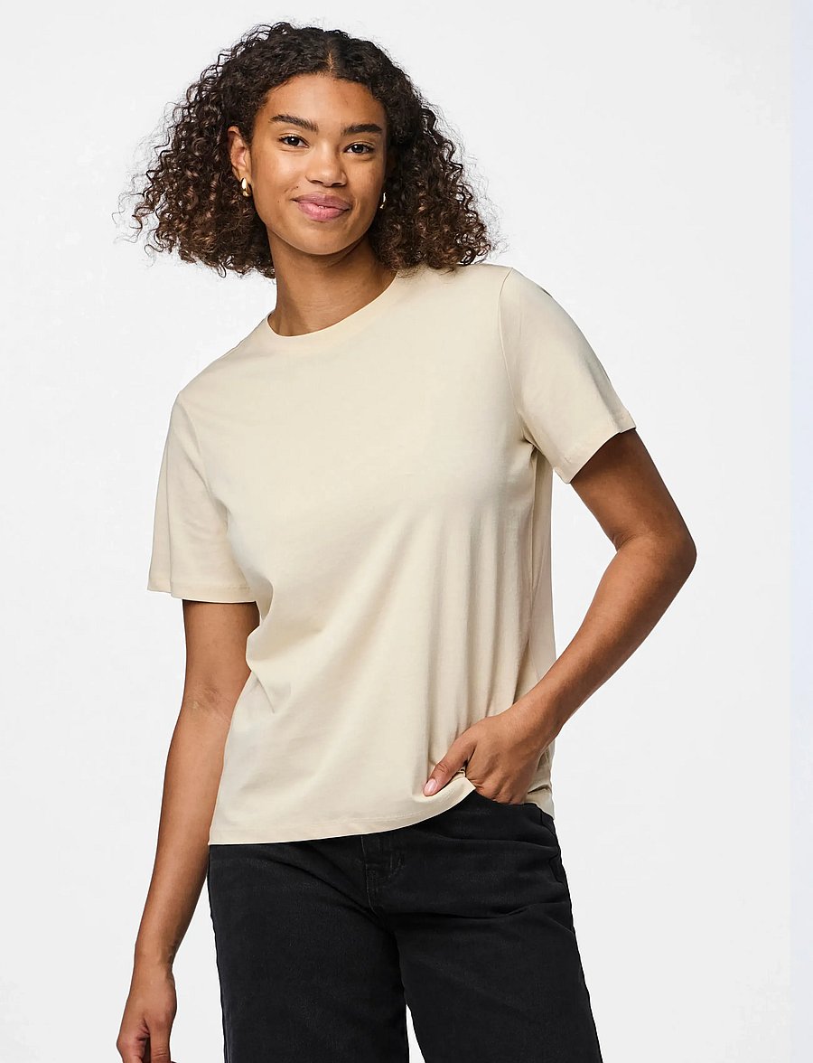 Pieces - PCRIA SS SOLID TEE JRS NOOS BC - t-shirts - birch - 0
