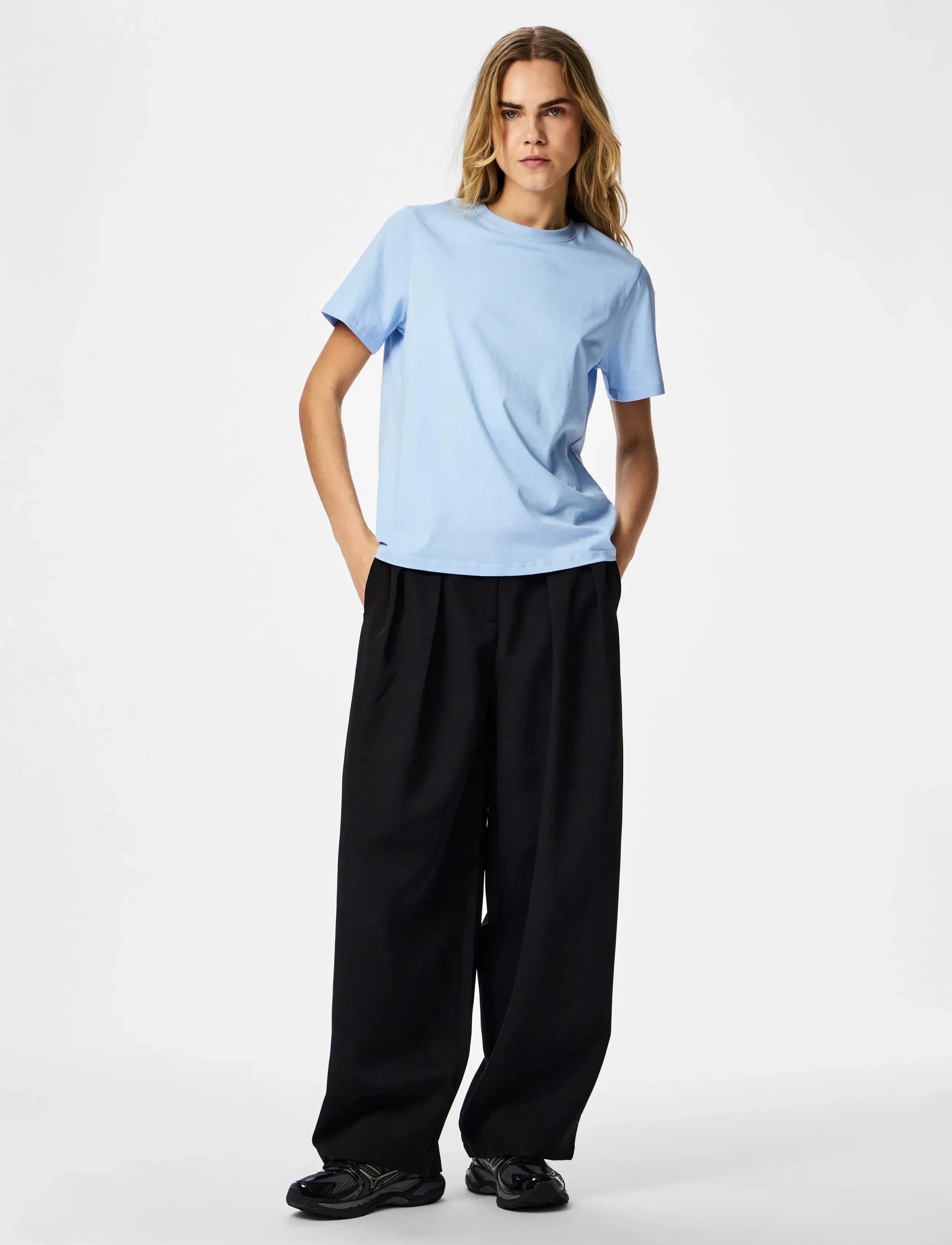 Pieces - PCRIA SS SOLID TEE JRS NOOS BC - t-shirts - cashmere blue - 4