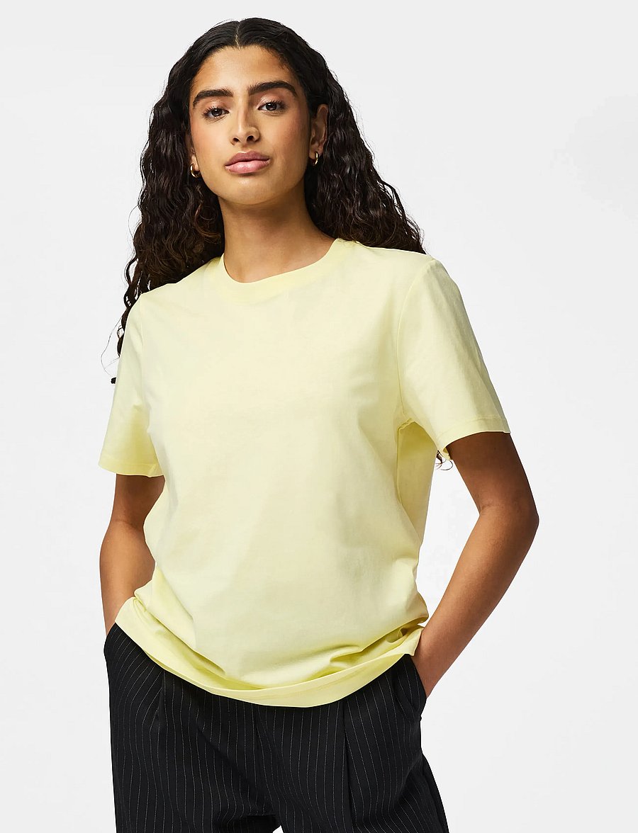 Pieces - PCRIA SS SOLID TEE JRS NOOS BC - t-shirts - french vanilla - 0