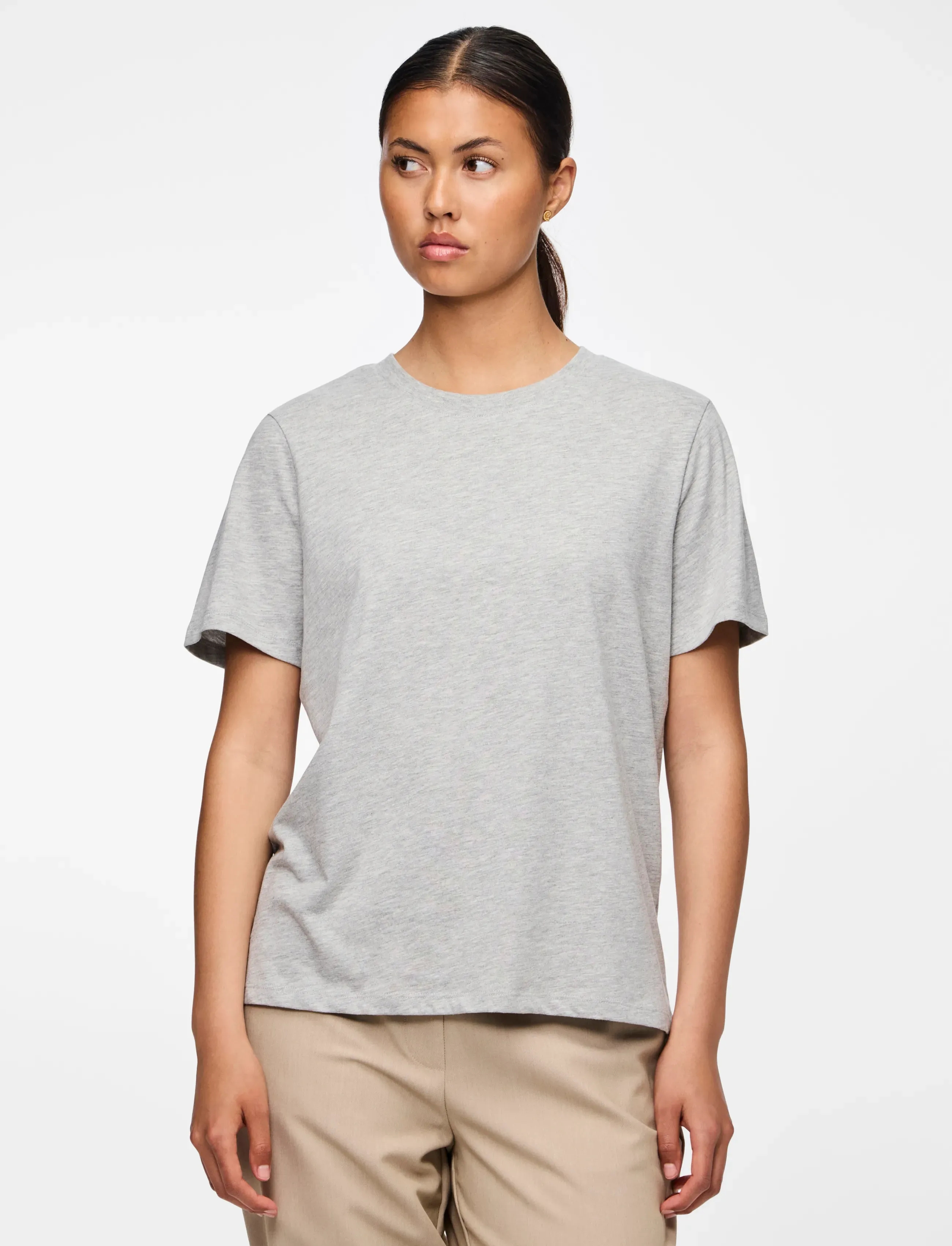 Pieces PCRIA SS SOLID TEE JRS NOOS BC - Kleidung - LIGHT GREY MELANGE / grey