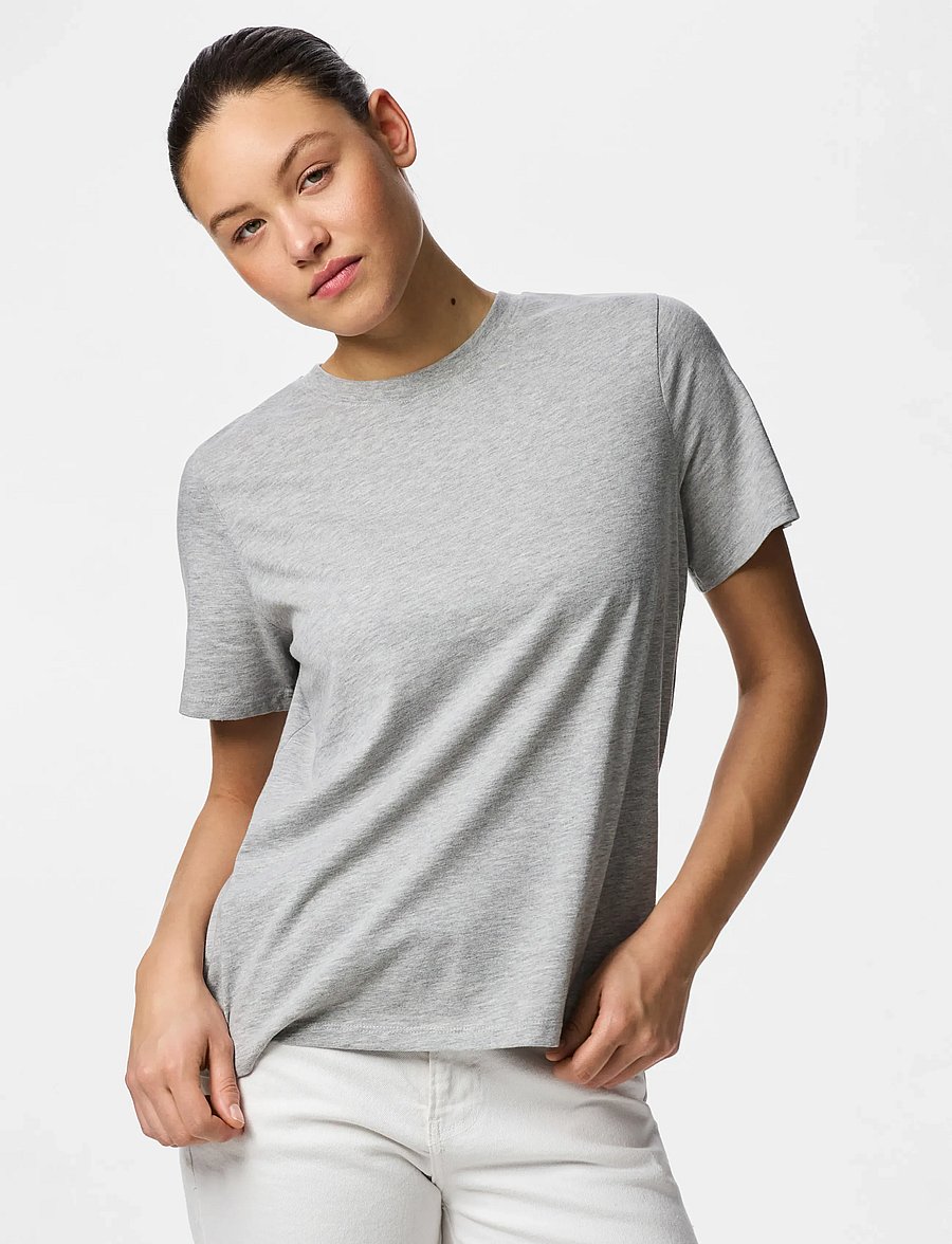 Pieces - PCRIA SS SOLID TEE JRS NOOS BC - t-särgid - light grey melange - 0
