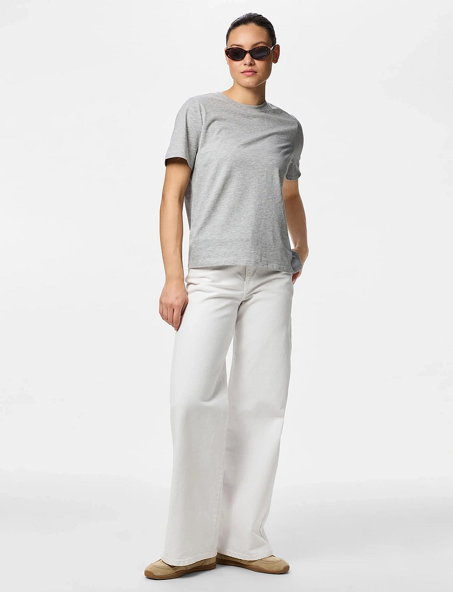 Pieces - PCRIA SS SOLID TEE JRS NOOS BC - t-särgid - light grey melange - 4