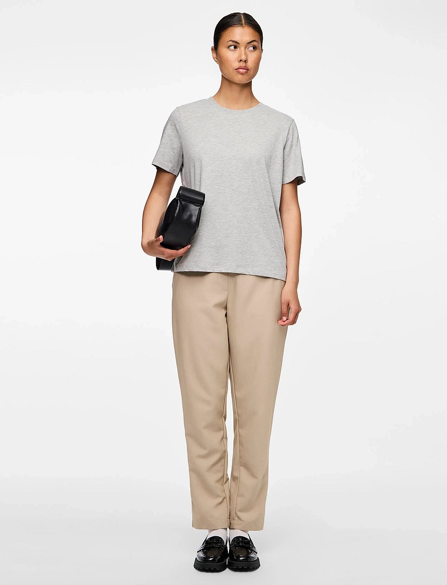 Pieces - PCRIA SS SOLID TEE JRS NOOS BC - t-särgid - light grey melange - 5