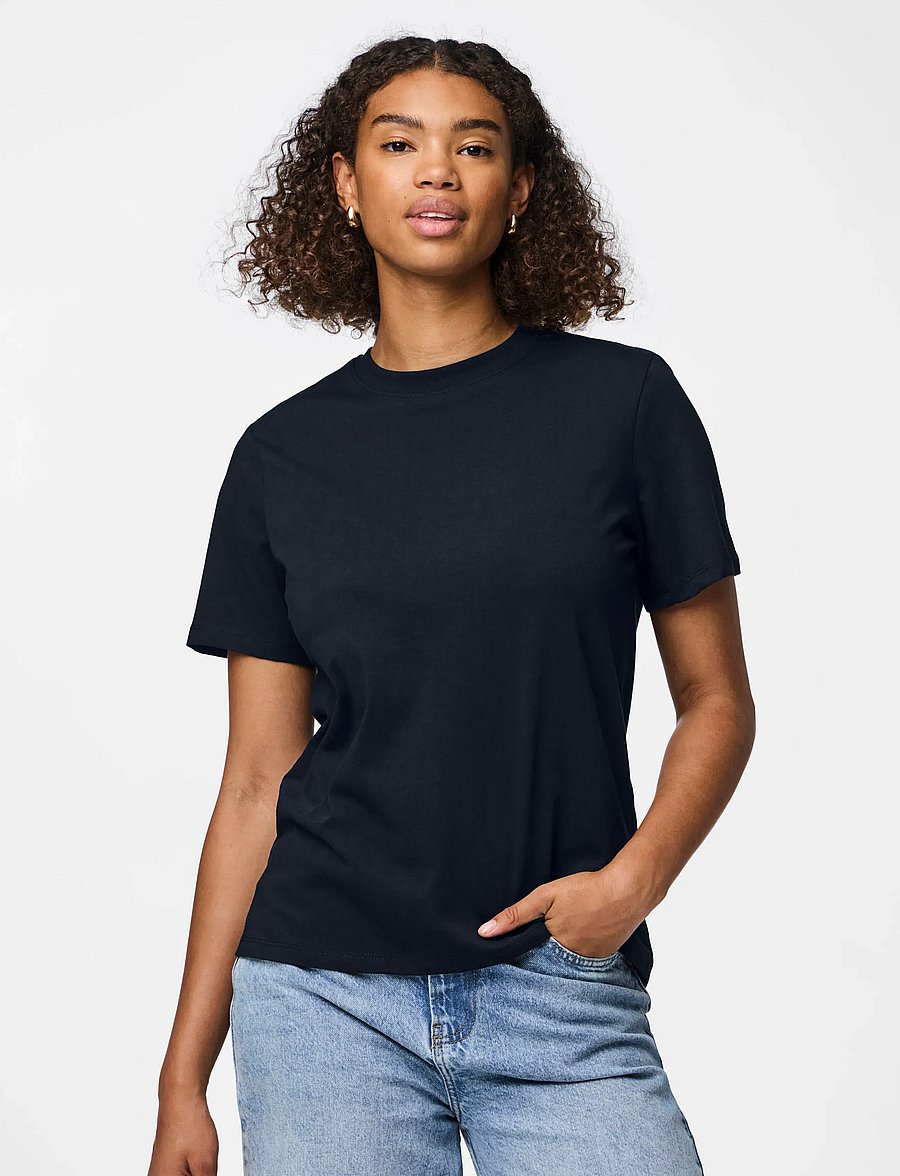 Pieces - PCRIA SS SOLID TEE JRS NOOS BC - t-shirts - sky captain - 0