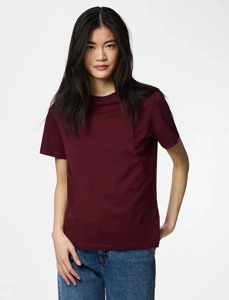 Pieces - PCRIA SS SOLID TEE JRS NOOS BC - t-shirts - tawny port - 0