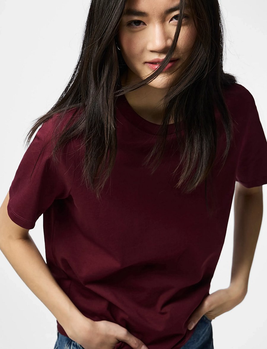 Pieces - PCRIA SS SOLID TEE JRS NOOS BC - t-shirts - tawny port - 5