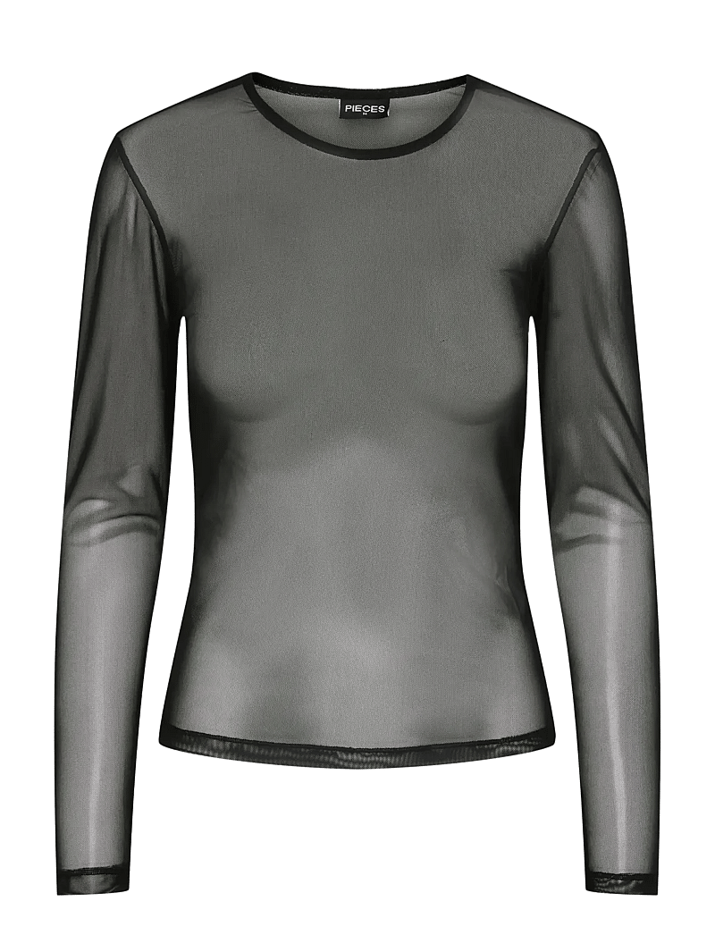 Pieces - PCNINNI LS MESH TOP JRS NOOS BC - langärmlige tops - black - 1