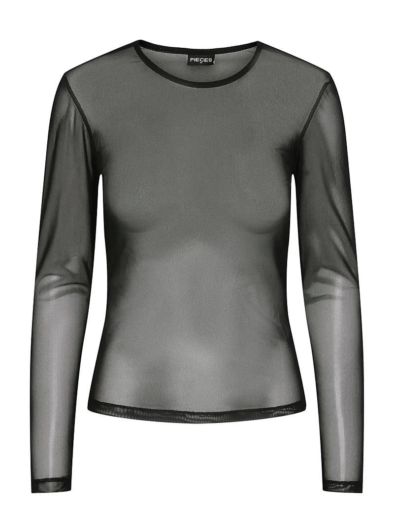 Pieces - PCNINNI LS MESH TOP JRS NOOS BC - topi ar garām piedurknēm - black - 1