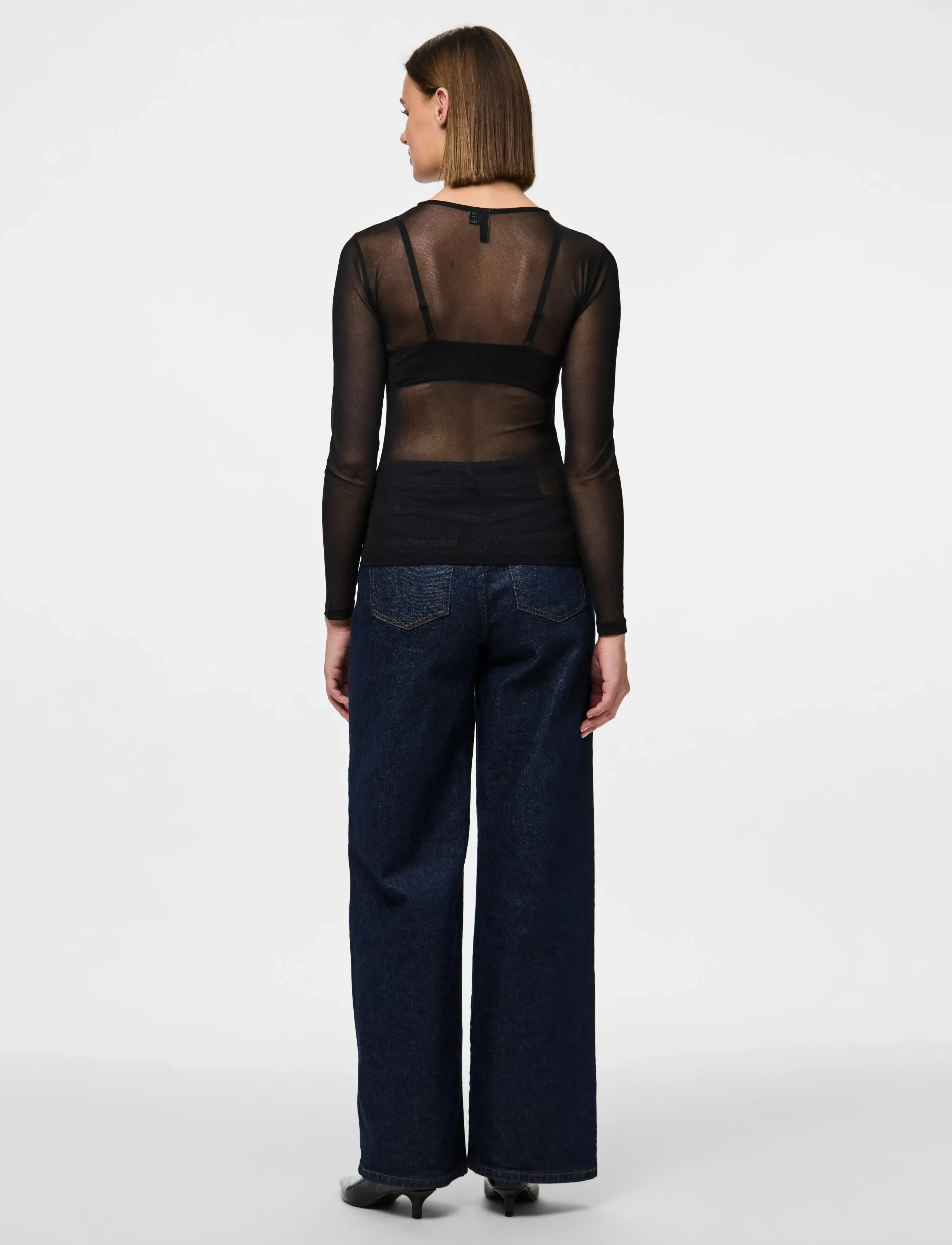 Pieces - PCNINNI LS MESH TOP JRS NOOS BC - langærmede toppe - black - 3