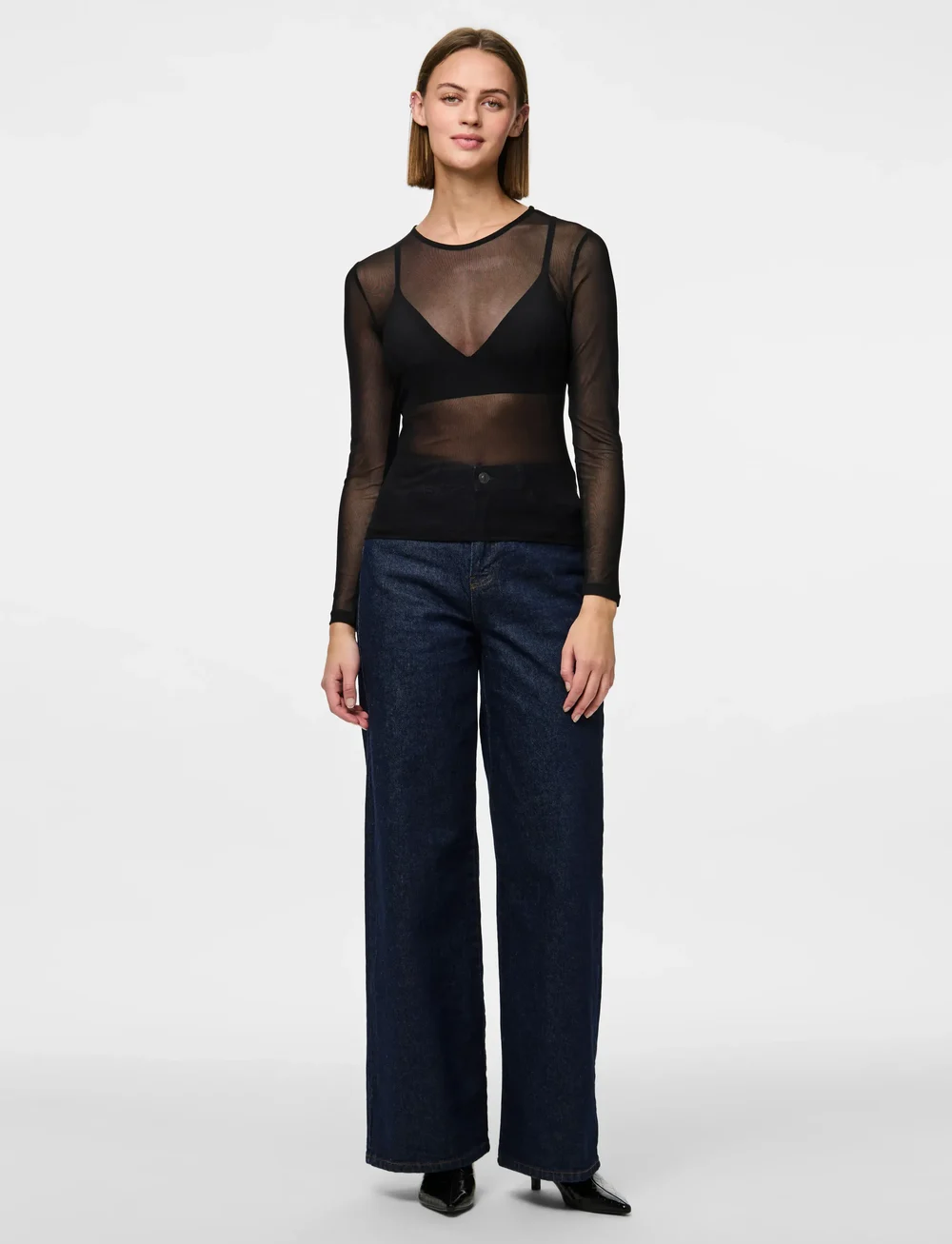 Pieces - PCNINNI LS MESH TOP NOOS BC - långärmade toppar - black - 5