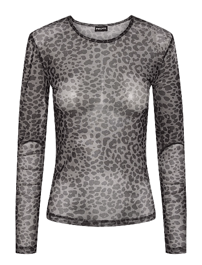 Pieces PCNINNI LS MESH TOP JRS NOOS BC - Long-sleeved tops - BLACK / black