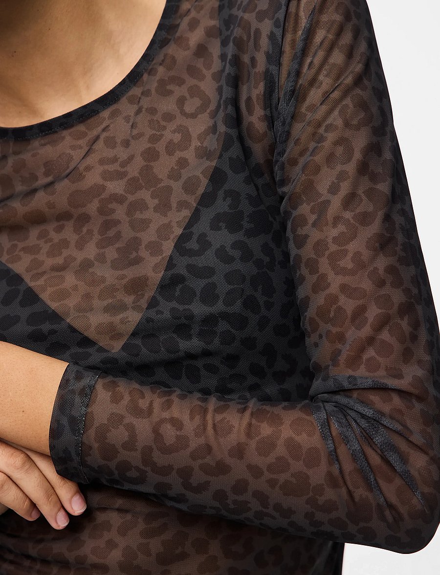 Pieces - PCNINNI LS MESH TOP JRS NOOS BC - pikkade varrukatega alussärgid - black - 5