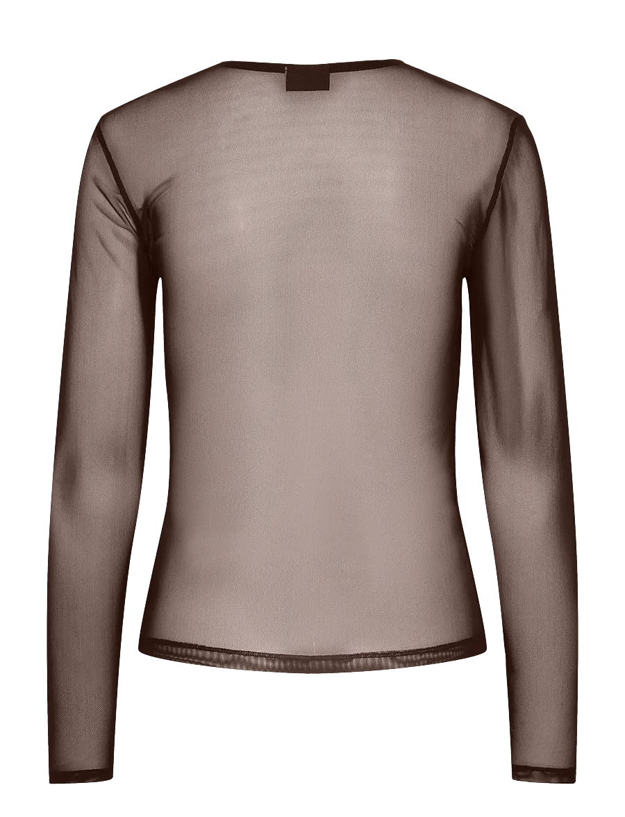 Pieces - PCNINNI LS MESH TOP JRS NOOS BC - pikkade varrukatega topid - hot fudge - 1