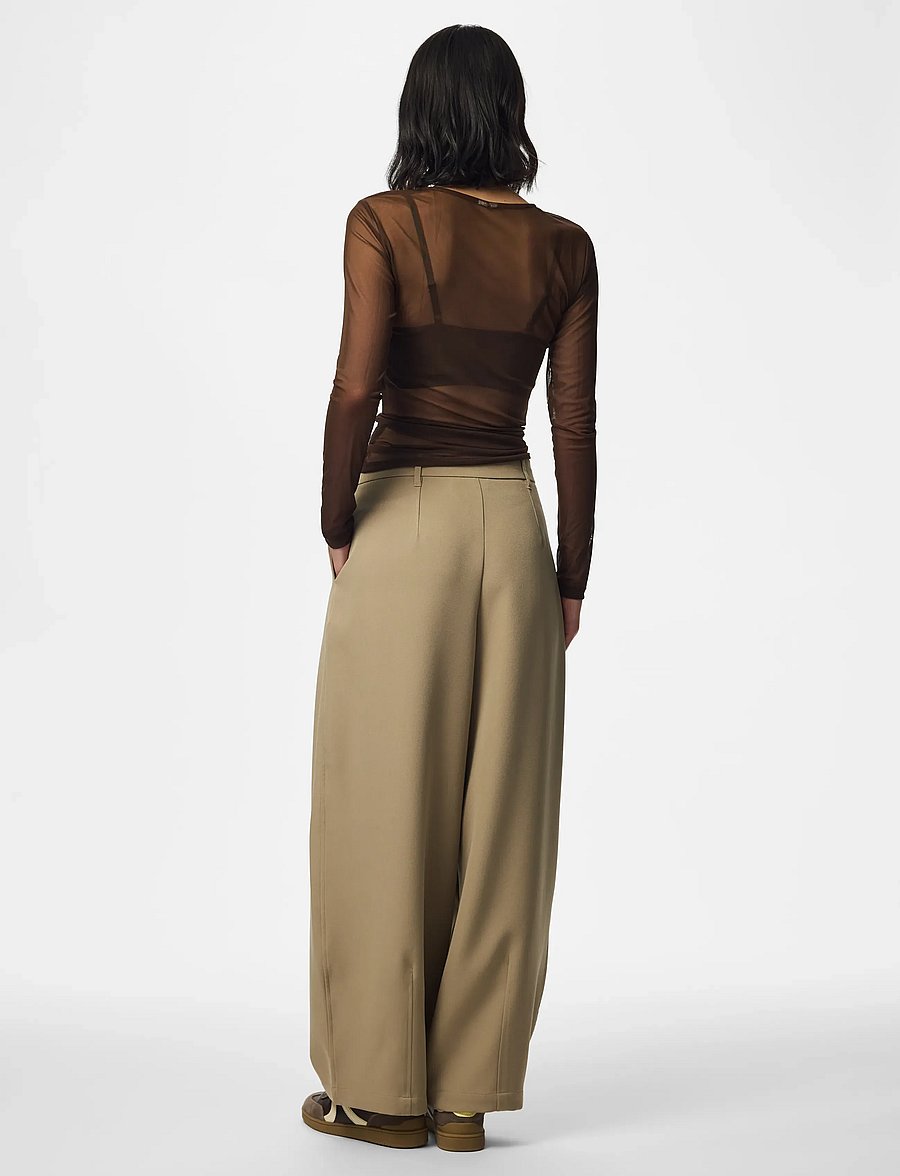 Pieces - PCNINNI LS MESH TOP JRS NOOS BC - langärmlige tops - hot fudge - 3