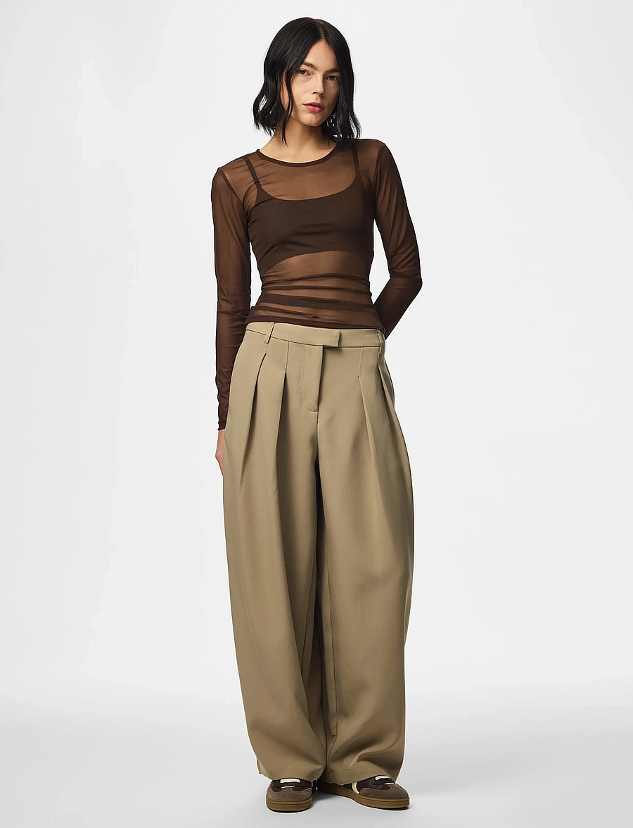 Pieces - PCNINNI LS MESH TOP JRS NOOS BC - langärmlige tops - hot fudge - 4