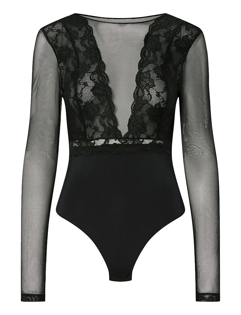 Pieces - PCSICCA LS BODYSTOCKING NOOS - bodiji - black - 1