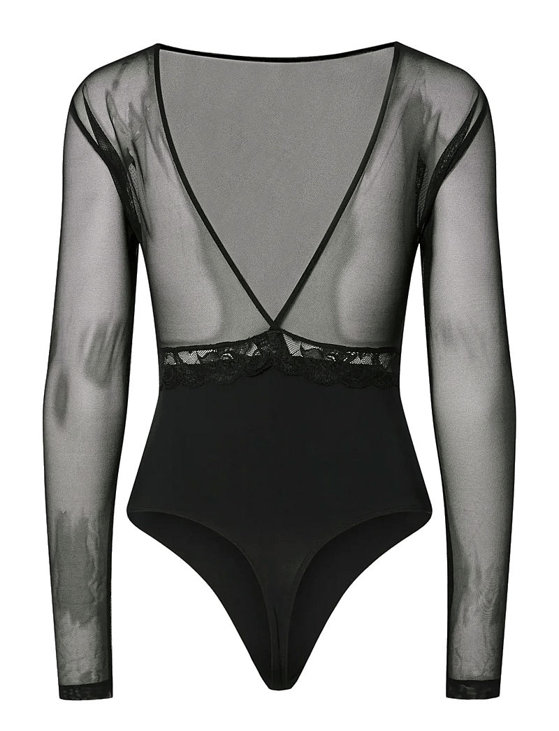 Pieces - PCSICCA LS BODYSTOCKING NOOS - bodiji - black - 2