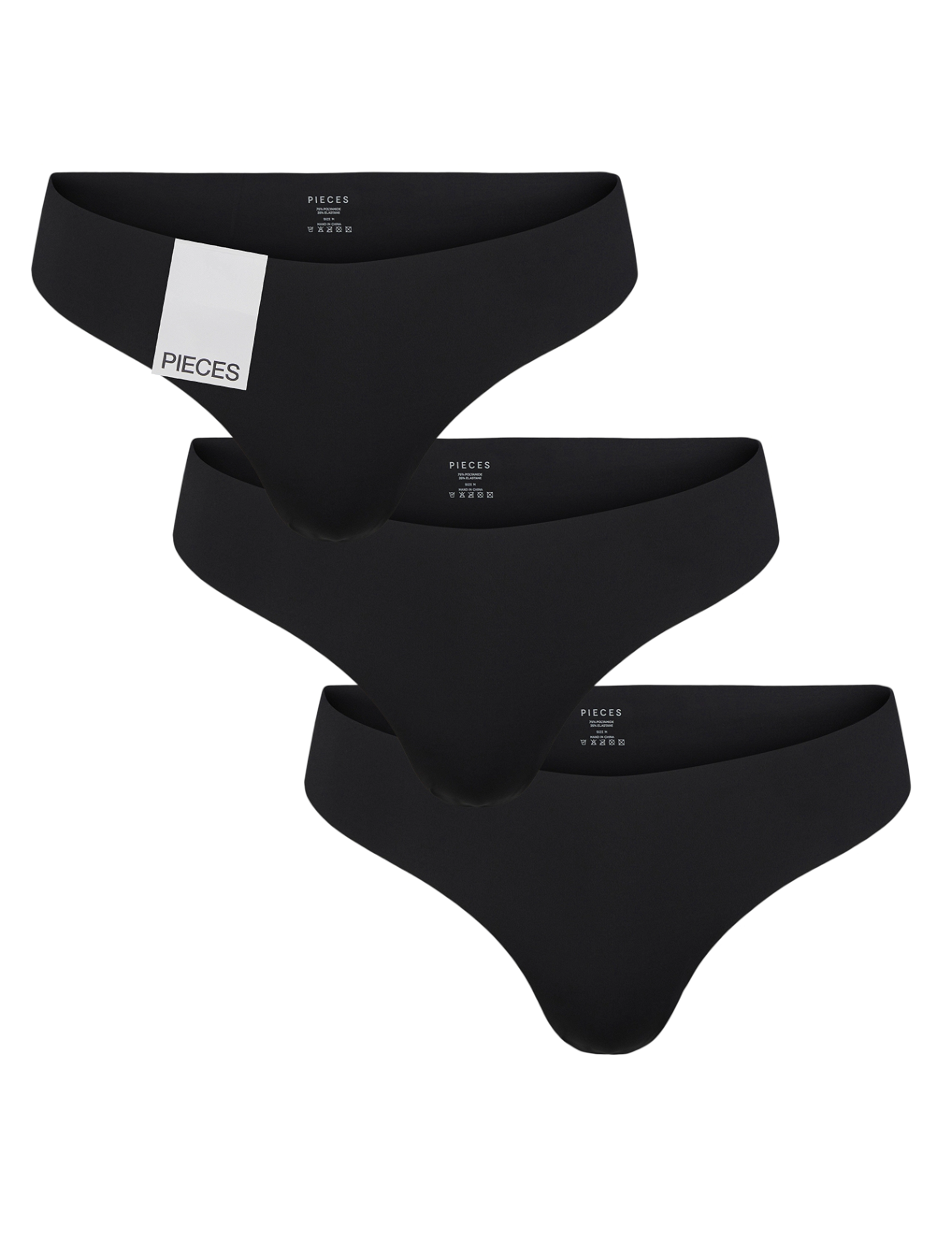 PIECES Pcnamee Stringtanga 3-Pack Noos Schwarz - XL - Damen