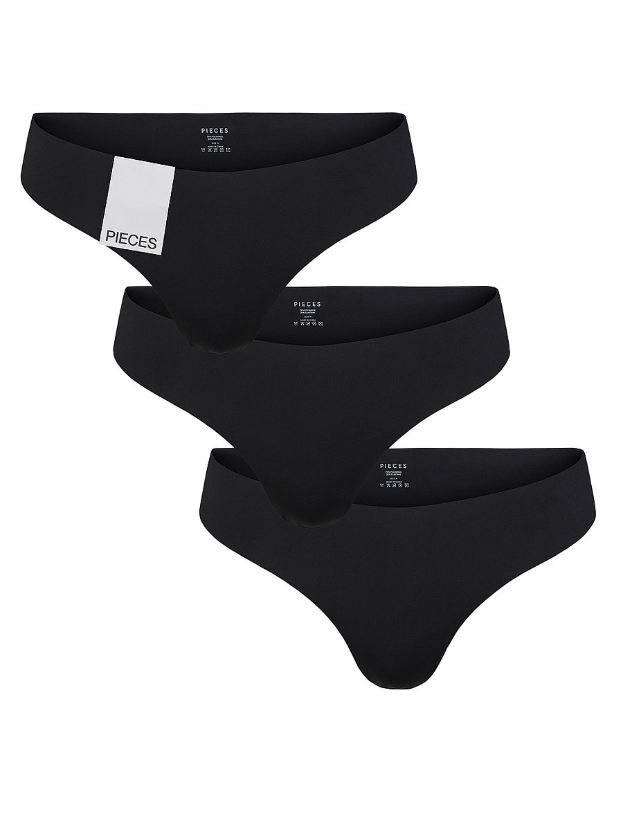 Pieces - PCNAMEE THONG 3-PACK NOOS - seamless panties - black - 0