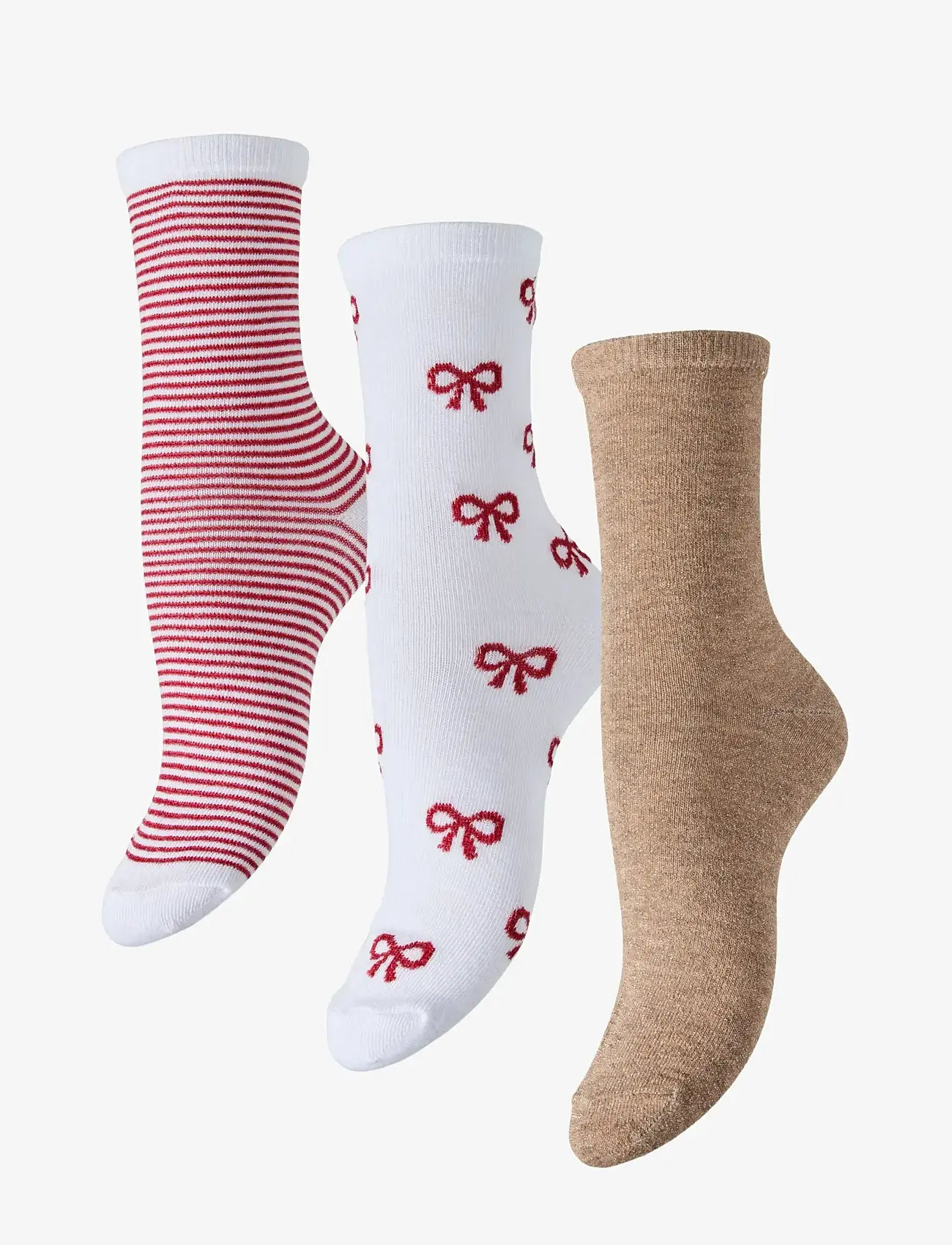 Pieces - PCJOPI GLITTER SOCKS BOX 3-PACK - laveste priser - tawny port - 0