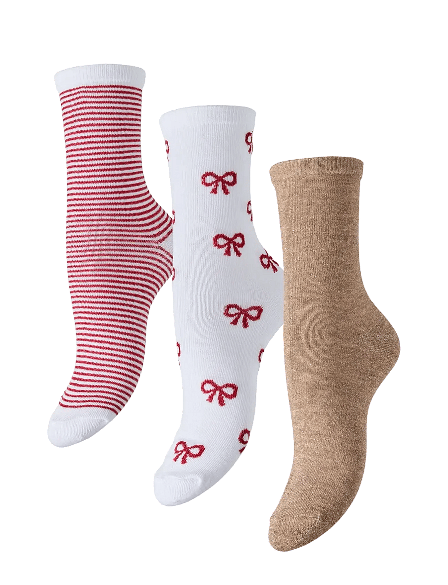 Pieces - PCJOPI XMAS GLITTER SOCKS 3-PACK BOX BC - normale socken - tawny port - 0