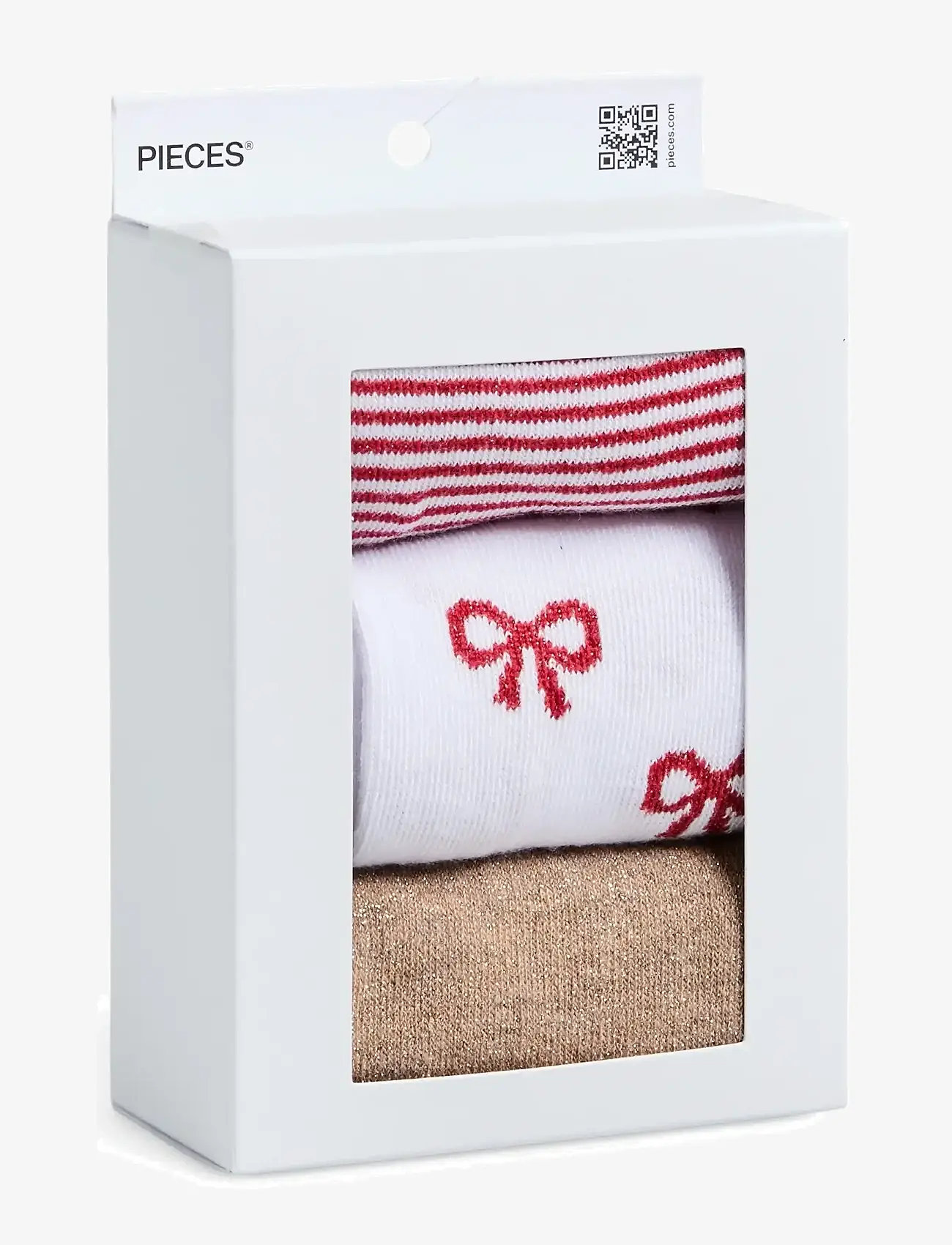 Pieces - PCJOPI GLITTER SOCKS BOX 3-PACK - laveste priser - tawny port - 1
