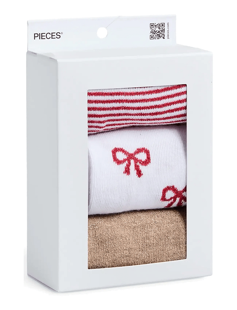 Pieces - PCJOPI GLITTER SOCKS BOX 3-PACK - almindelige strømper - tawny port - 1
